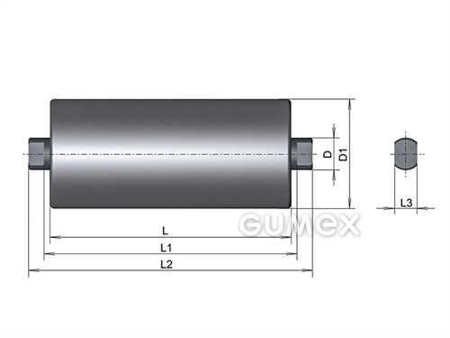 Förderrolle, 51mm, Länge 270mm, Wellendurchmesser 10mm, Länge 294mm, beide Enden 8mm, Stahl, rot, 
